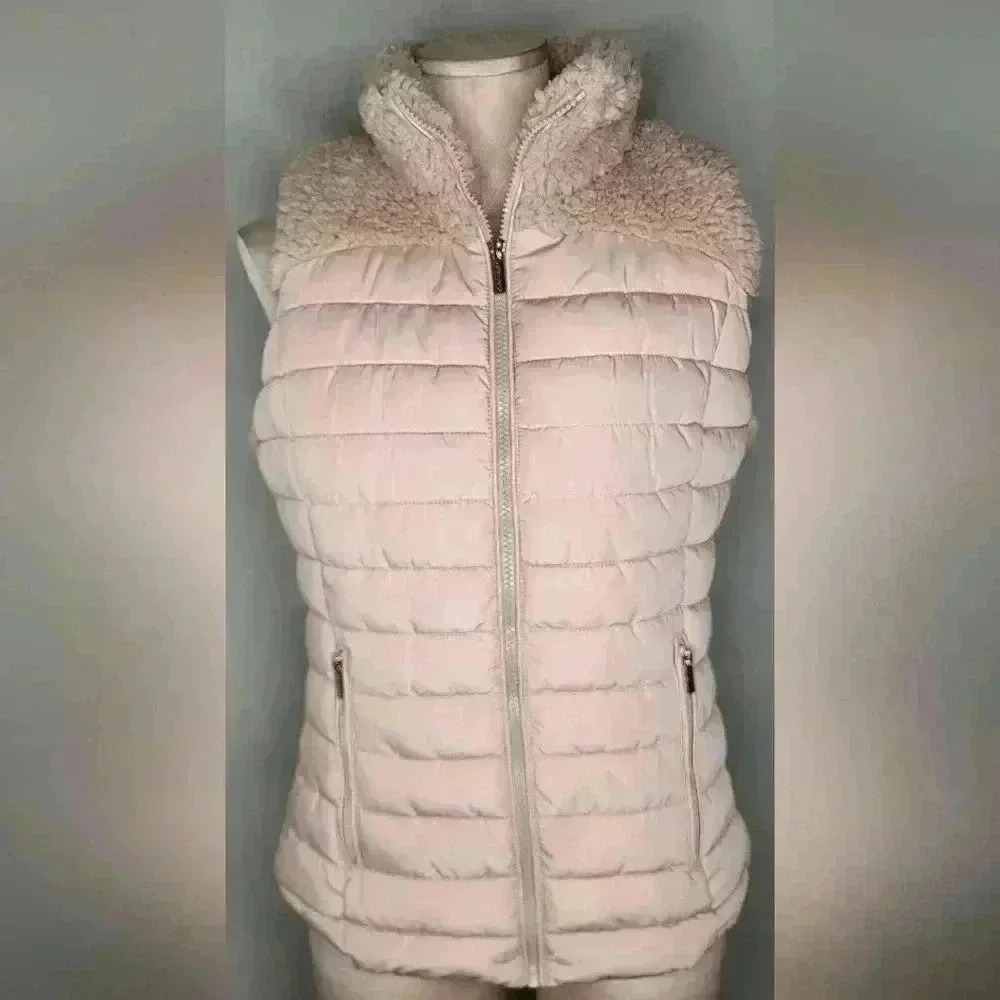 Calvin Klein NWT New Quilted Faux Fur Women's Vest Size Small